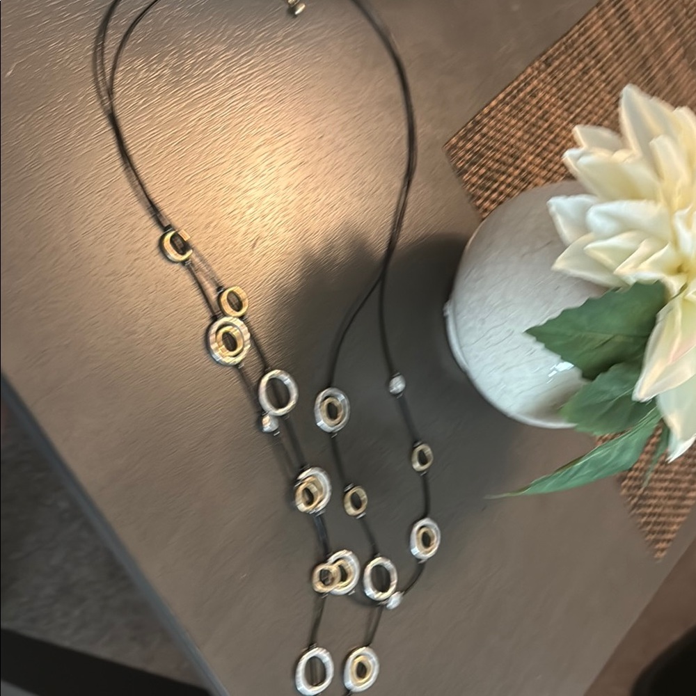 Chico's Gold and Silver Asymmetrical Necklace